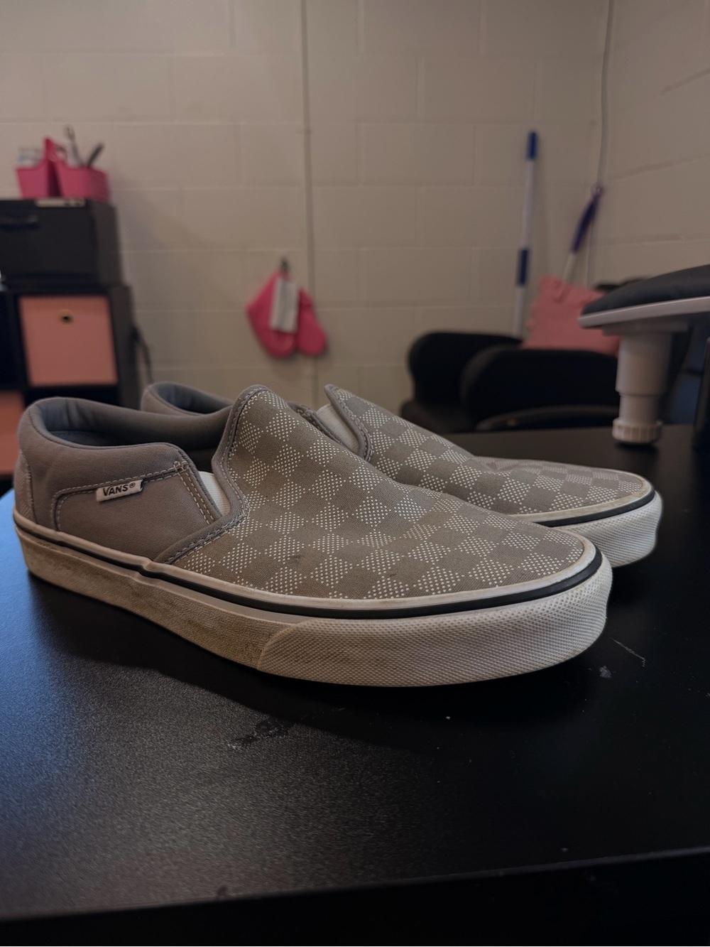 Vans Slip-On Checkerboard Loafers - Gray & White